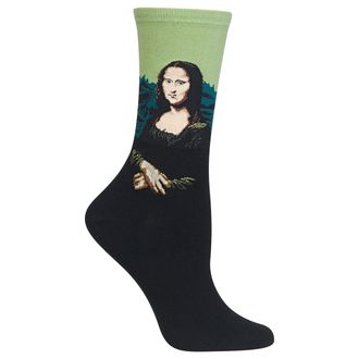 Hot Sox Womens Fun Famous Paintings Crew Socks-1 Pair Pack-Cool & Artistic Gifts Hosiery, Mona Lisa (Leaf), 3.5-9 UK