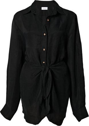 Anemos La Button Down Mini Wrap Dress In Black