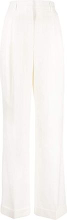 Casablanca high-waist wool straight-leg trousers - men - Wool/Acetate - 32 - White