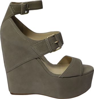 Jimmy Choo London Pre-owned Womens Leora Platforms in Grey Suede Nubuck Leather - Size EU 40