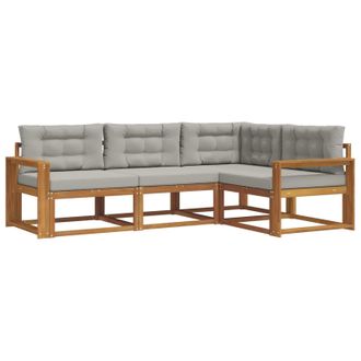 vidaXL Conjunto De Sof&aacute;s De Exterior 4 Pcs Gris Natural Y Claro Vidaxl