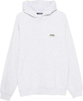 Jacquemus Hoodies & sweatvesten, Heren, Grijs, S, Katoen, Grosgrain Hoodie