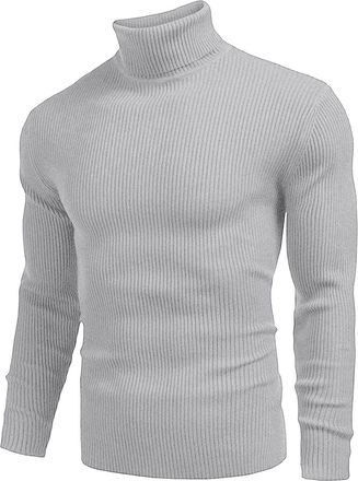 Generic QIFLY Mens Thick Warm Cotton Regular Fit Roll Polo Turtle Neck Jumper Pullover Top Mens Turtleneck Jumpers Men Jumper for Winter Turtleneck Slim Fit P