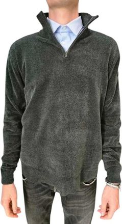 Roberto Ricci Design Trucker Collar Velvet Jumper - Heren - Sweatshirts & Hoodies - Groen - Maat: L Velours
