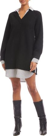 Fifteen Twenty Carrie Mixed Media Minidress in Black at Nordstrom, Size X-Small