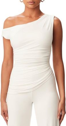 Naked Wardrobe Smooth One-Shoulder Top in White at Nordstrom, Size Large