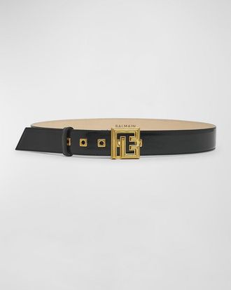 Balmain PB Monogram Patent Leather Belt
