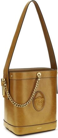Versace Womens Brown Calf Leather Bos Taurus Backet Bag