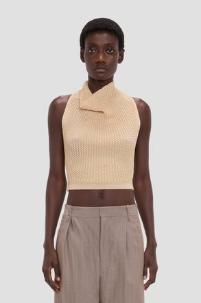 Victoria Beckham Draped Sleeveless Top In Sandstone - XS - Womens