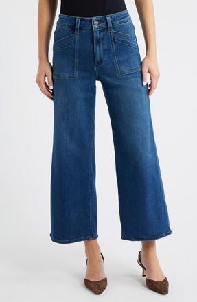 Paige Anessa Slant Pocket High Waist Ankle Wide Leg Jeans in Agenda at Nordstrom, Size 27