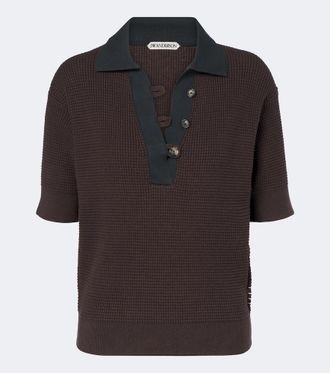J.W.Anderson Waffle-knit cotton and cashmere-blend polo shirt