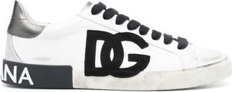 Dolce & Gabbana White Logo Leather Sneakers