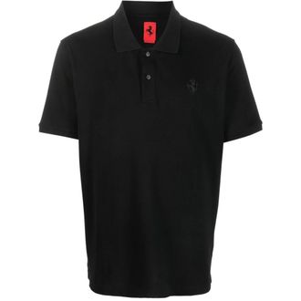 Ferrari Tops, Heren, Zwart, S, Katoen, Piqu&eacute; polo shirt van katoen met Steigerend Paard