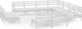vidaXL 11 Piece Garden Lounge Set Solid Wood Pine White Vidaxl