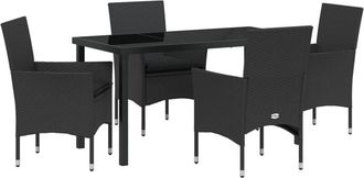 vidaXL Garden Dining Set with Cushion 5 pcs Black Poly rattan Vidaxl