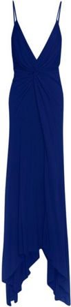 Galvan Blue Jersey Twist Asymmetric Midi Dress Size 38