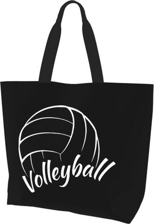 AOOEDM Love Is Volleyball Ladies Canvas Tote Reusable Shopping Bag