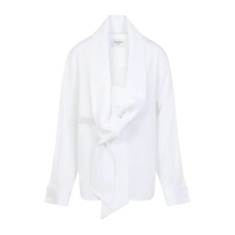 Saint Laurent Oversized Blouse - Dames - Blouses & Shirts - Wit - Maat: M Leer