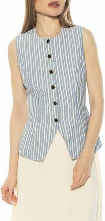Alexia Admor Kinsley Vest Top in Blue Stripe at Nordstrom Rack, Size 14