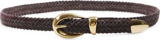 Petit Moments Marisa Braided Belt in Dark Brown Suede/Gold at Nordstrom, Size Medium