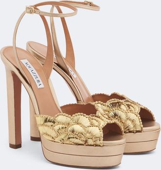 Aquazzura Sandalias con plataforma Ce Soir de piel metalizada