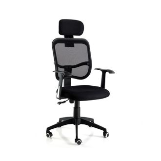 tomasucci Cool Black Office Headrest Armchair, Black/Taupe
