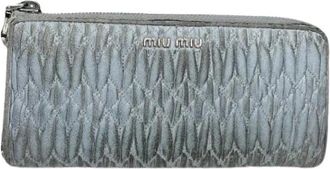 Miu Miu Pre-owned Leather Wallet - Dames - Vintage Accessoires - Blauw - ONE Size - Leer - Vintage