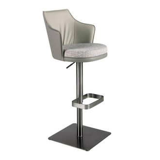 Angel Cerd&aacute; Marbled-Fabric Swivel Bar Stool with Leatherette Backrest in Grey