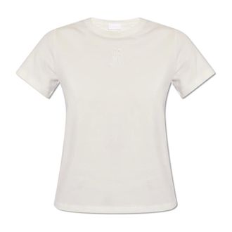 Moncler Tops, Dames, Wit, XS, Katoen, T-shirt met logo