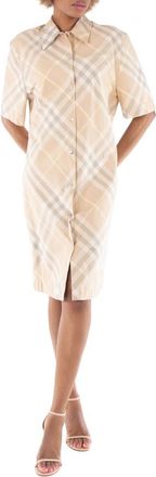 Burberry Vintage-Check Cotton Shirt Dress, Brand Size 10 (US Size 8)