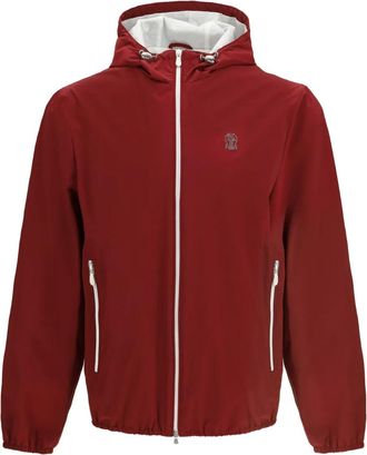 Brunello Cucinelli Giacca con cappuccio e zip - Rosso