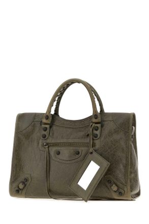 Balenciaga Lambskin Leather Top Handle Bag - Green