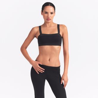 Nike Womens SKIMS Matte Shine Mix Straight-Neck Bra in Black | BABRA9710W-OIG