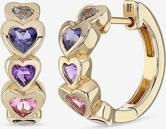 Roxanne First Creolen aus Gelbgold und Halbedelsteinen Heart Stack