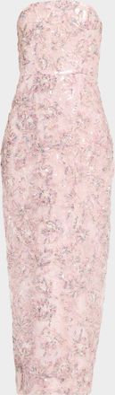 Milly Jasmine Strapless Beaded Column Gown