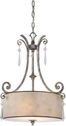 Netlighting Kendra 2 Light Ceiling Pendant Mottled Silver E27