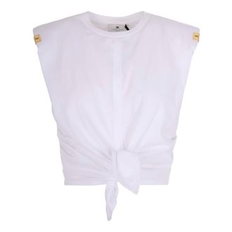 Elisabetta Franchi Tops, Dames, Wit, XS, Katoen, Sleeveless Top