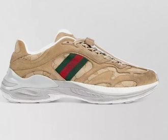 Gucci monogram stripe leather low top sneakers