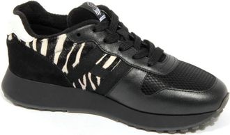 Hogan Leren/Bont Sneaker met Cavallino Inzetstukken - Dames - Sneakers - Zwart - 37 EU - Leer - Schoenen