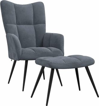 vidaXL Sill&oacute;n De Relax Con Taburete Terciopelo Gris Oscuro Vidaxl
