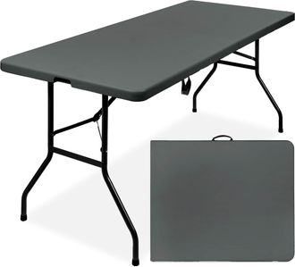 Best Choice Products 6ft Plastic Folding Table, Indoor Outdoor Heavy Duty Portable w/ Handle, Lock