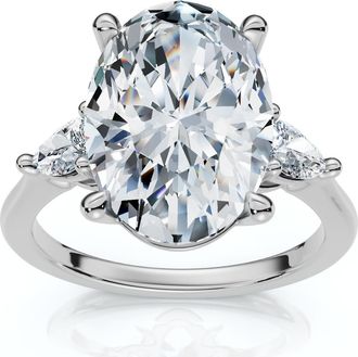 Pompeii3 Certified 4 1/3Ct Oval/Pear Diamond Engagement Ring 14k Gold or Pt Lab Grown