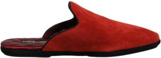 Dolce & Gabbana Oranje Velvet Slides Leren Zool - Heren - Slip ons - Oranje - 40 EU - Satijn - Schoenen