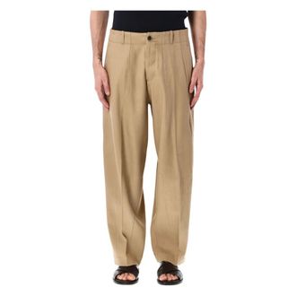 Nine In The Morning Wide Trousers, male, Brown, Size: XS Damiano Pleated Pant