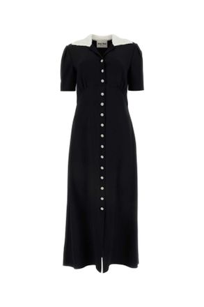 Miu Miu Zwarte Crepe Shirtjurk