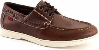 Andrea MenS Leather Boat Shoe In Dark Brown