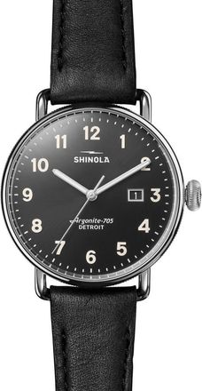 Shinola Canfield Leather Strap Watch, 38mm in Black at Nordstrom