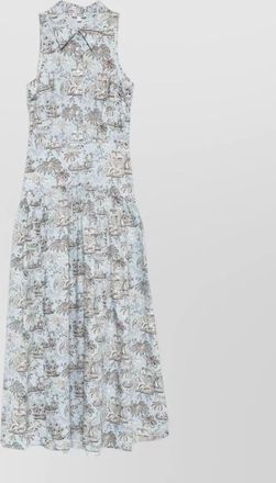 Staud romy floral sleeveless maxi polo dress