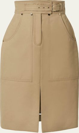 Carolina Herrera Belted Cotton Pencil Skirt