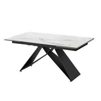 Pondecor Interiorismo Mesa comedor extensible porcel&aacute;nico blanco. 160/240(40+40)&times;90&times;76 cm